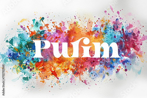 Purim colorful bright watercolor background
