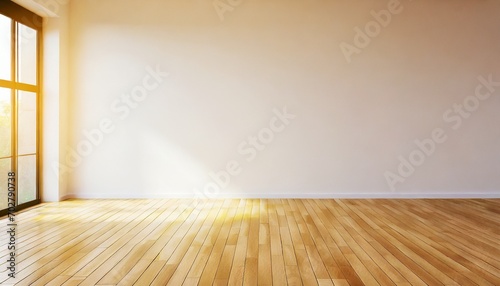 light on wooden floor in empty room 3d rendering