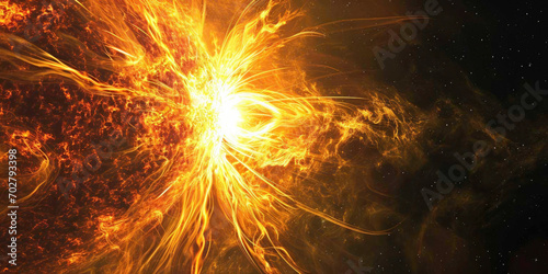 Solar storm erupting from sun, generative AI