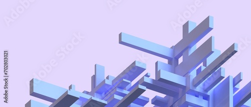 Abstract background with purple square geometric shapes in business operator concept with different success path goals. software, construction, digital, copy space, banner, website, 3D Rendering