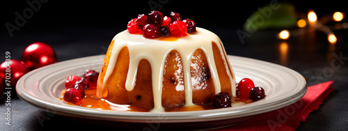 traditional English Christmas cake. Selective focus.