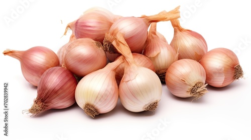 Pile of shallots isolated in white background
