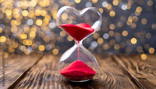 Hourglass in heart shape with red sand