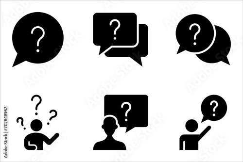 Question mark in a speech bubble icon set, vector illustration on white background
