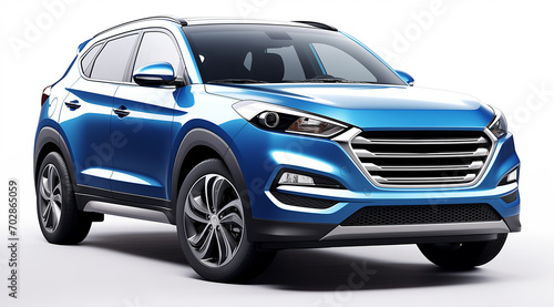 Generic and unbranded blue suv on a white background