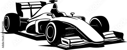 Vector formula race car icon, logo on white background. AI generated illustration.