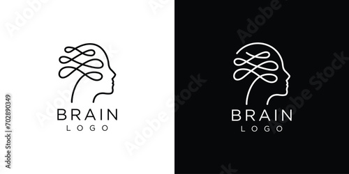 Creative Human Brain Technology Logo. Head Brain, Intelligence, Innovation, Connection. Mental Health Icon Symbol Vector Design Template.