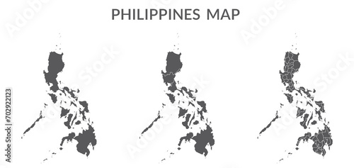 Philippines map. Map of Philippines in set in grey