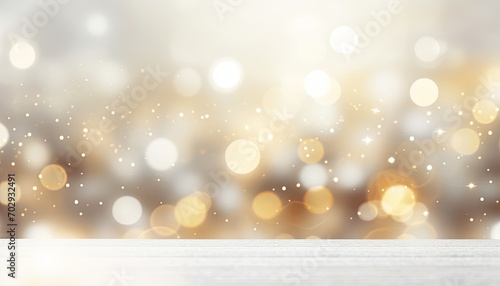 a christmas background with gold lights, in the style of light yellow and light gray, light beige and white