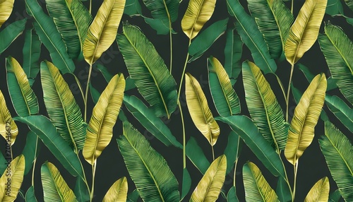 tropical exotic seamless pattern with luxury vintage banana leaves palm hand drawn beautiful 3d illustration glamorous colorful premium background design good for wallpapers cloth fabric print