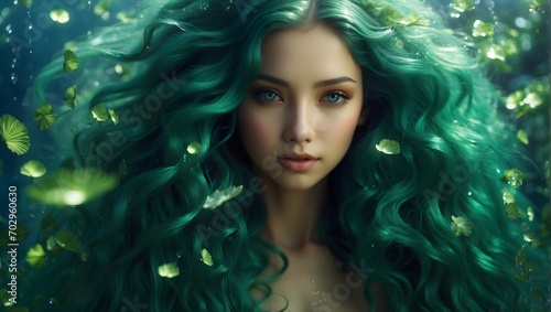 Hübsche grüne Meerjungfrau