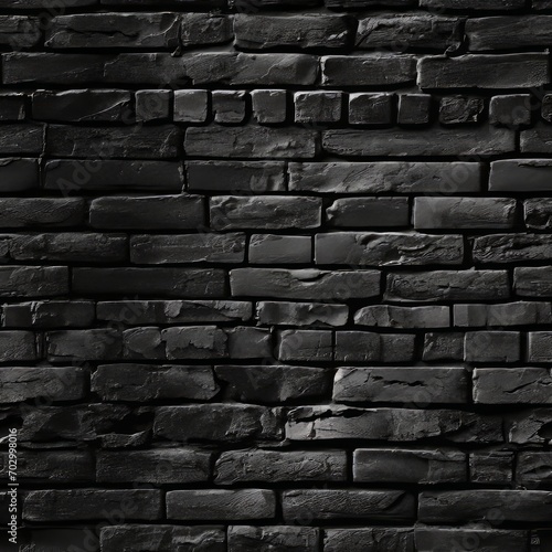 Seamless geometric pattern of dark black brick wall texture for background or design element