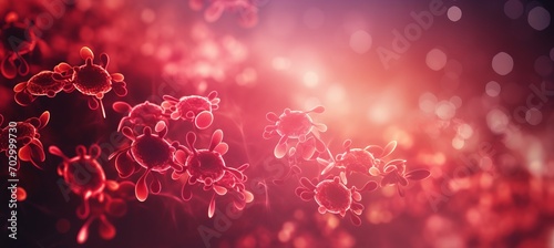 Abstract close up of blood cells in circulatory system as detailed background with copy space