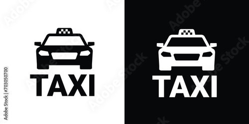 taxi car vector on black and white 
