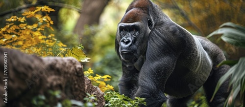 Silverback gorilla in perplexing stance