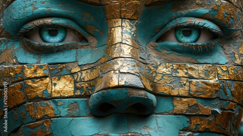 ancient mosaic art, close up of a cyberpunk woman 