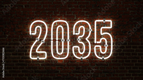 3D 2035 Happy New Year Neon Light