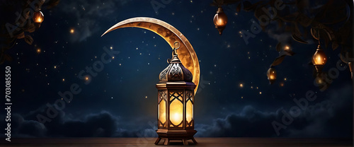 Realistic Ramadan Glow Mosque Moon and Bokeh islamic ramadan eid mubarak kareem mosque background