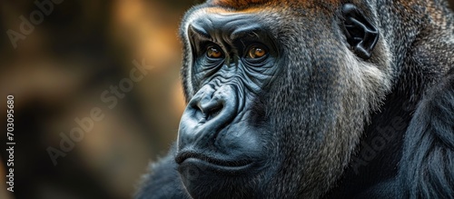 Close-up of a Western Lowland Silverback Gorilla.