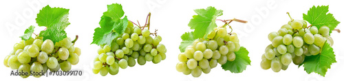 a collection of green grapes isolated on a transparent background