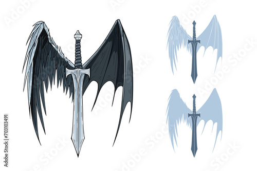 Sword Blade with Wings, vector illustration.eps
