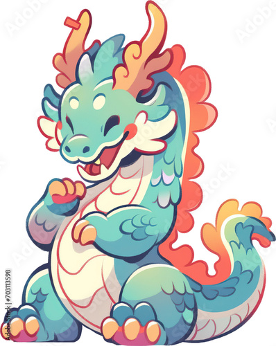 Cute dragon illustration isolated on transparent background
