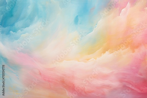 Abstract background of acrylic paint in blue, pink and yellow tones, Present an abstract painting background or texture, AI Generated