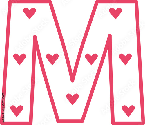 valentine alphabet uppercase m