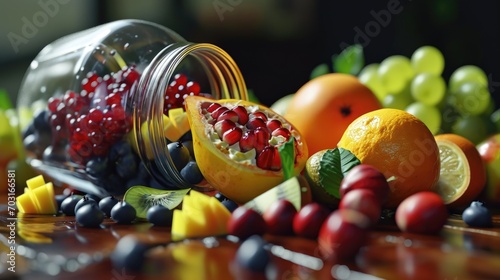 Glass Jar Overflowing with fruits