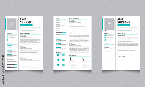Stylish Resume Template Layout with Cover Letter Page 