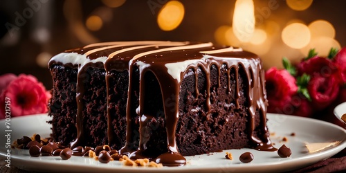 チョコレートケーキ、背景｜chocolate cake, background. Generative AI