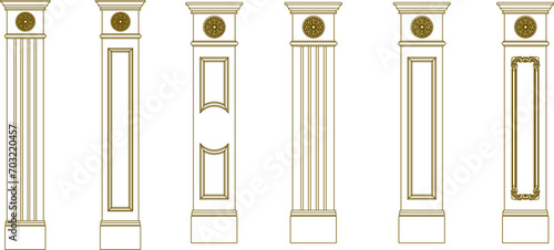 Vector sketch illustration illustration of a collection of classic Greek Roman model column designs