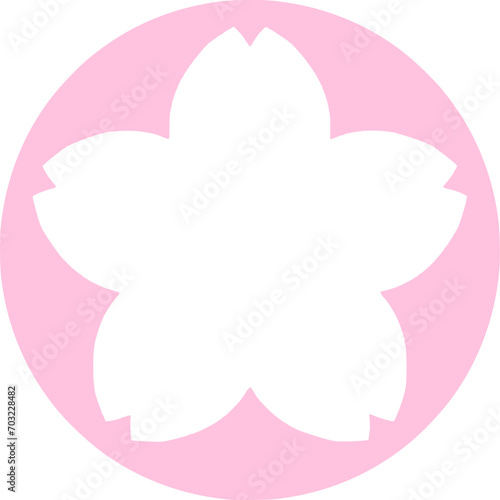 桜の形にくり抜かれた丸のフレーム ピンク