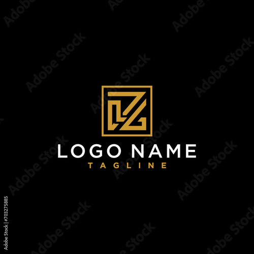 letter lz or zl luxury abstract initial square logo design inspiration