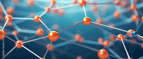 Abstract network connection with blue and orange nodes
