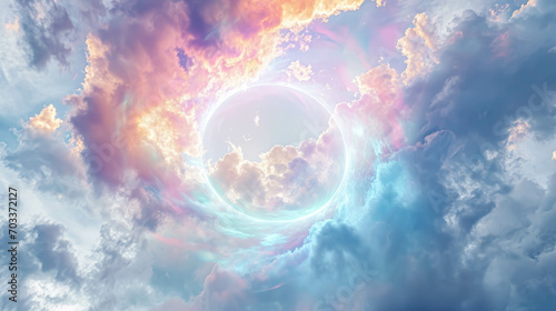Luminous Ethereal Halo. Heavenly Arch. The Radiant Gateway in the Skies. Celestial Spectral Ring