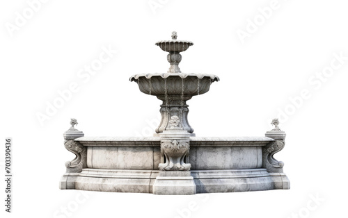 Genuine Stone Fountain in White Brilliance Isolated on Transparent Background PNG.