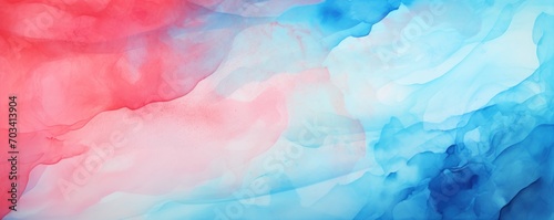 Abstract watercolor paint background by tomato red and cornflower blue with liquid fluid texture for background