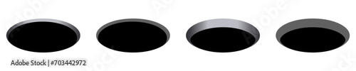 Golf hole empty round vector. Black round hole on white isolated background