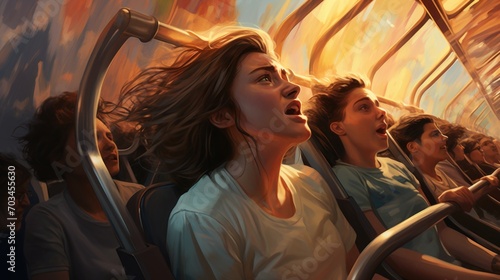 adults on a roller coaster Generative AI