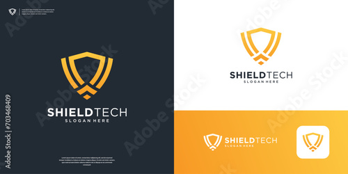 Shield logo design inspiration. Simple Security logo vector illustration
