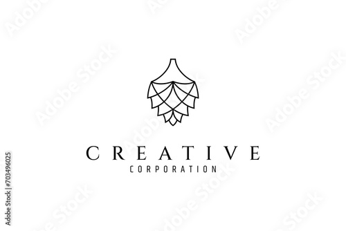 pine cone logo in abstract line art design style
