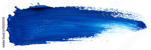 Hand painted stroke of blue paint brush isolated on white background