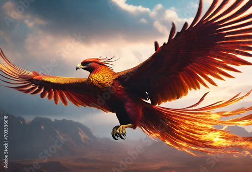 flying phoenix on minimal background
