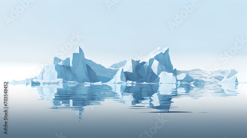 abstract minimalistic ice berg swimming on the water - concept of climate change and melting poles