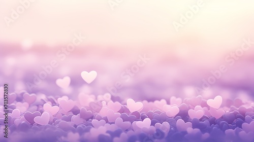 Valentines Day Heart. Geometric Fantasy Abstract with 3D Pink Bokeh Background and Copy Space. Banner