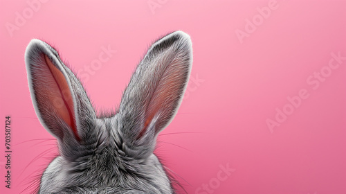 easter bunny rabbit ears isolated on plain minimalist pink background with copy space