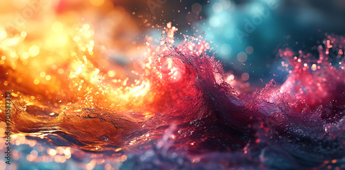 Beautiful multi colour wave, water splash. Background, backdrop 