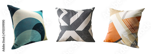 Modern and minimalist design for decorative cushions with geometric lines. Isolate dover white transparent background