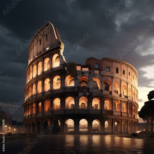 colosseum at night city IA Generated